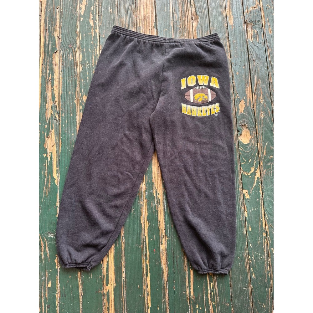 Vintage Tultex Iowa Hawkeyes Football Sweatpants Black XL Mens Joggers